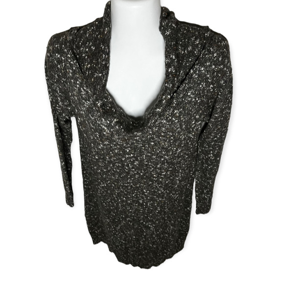 Max Studio Marled Brown Cowl Neck Knit Sweater Dress Long Sleeve Size Medium - Picture 2 of 12